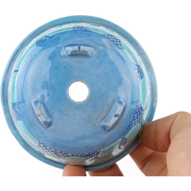 Round multicolor bonsai pot by Kei Setsu - 87 x 87 x 40 mm