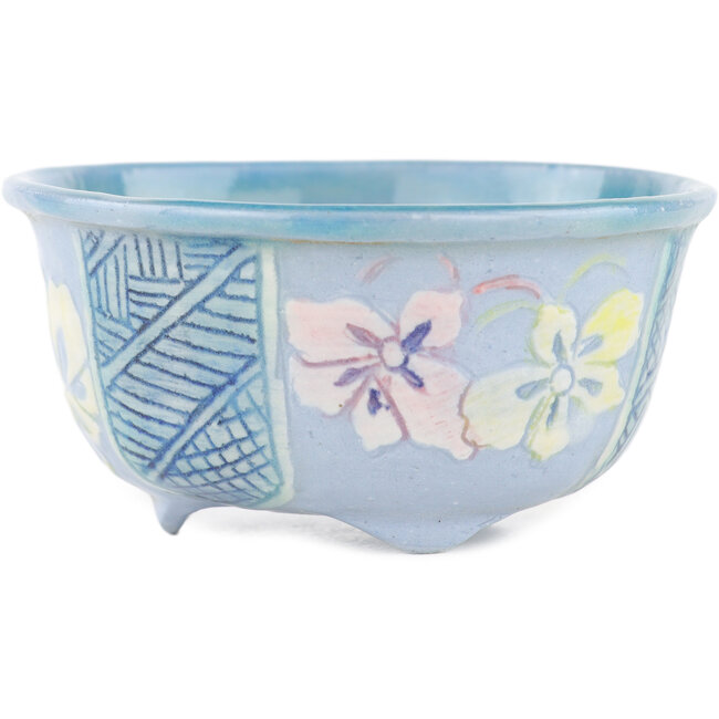 Round multicolor bonsai pot by Kei Setsu - 78 x 78 x 40 mm