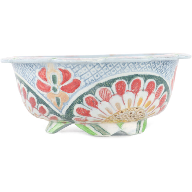 Round multicolor bonsai pot by Kei Setsu - 114 x 114 x 45 mm