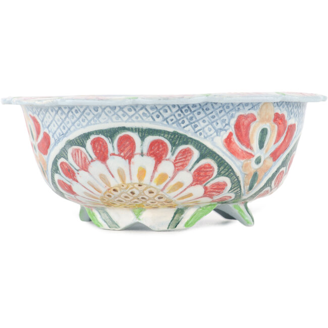 Pot à bonsaï rond multicolore par Kei Setsu - 114 x 114 x 45 mm