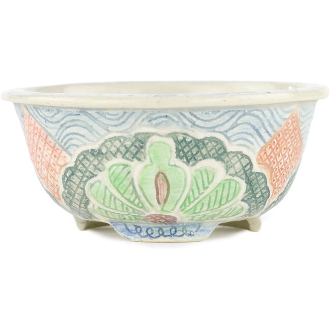 Pot à bonsaï rond multicolore par Kei Setsu - 98 x 98 x 45 mm