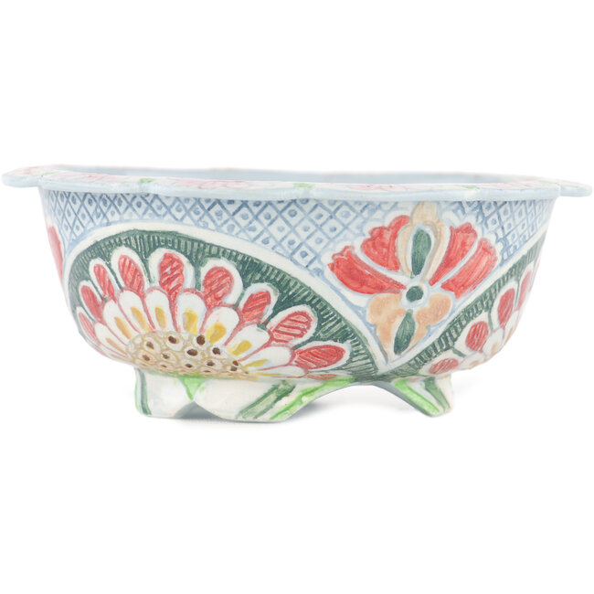 Pot à bonsaï rond multicolore par Kei Setsu - 114 x 114 x 45 mm