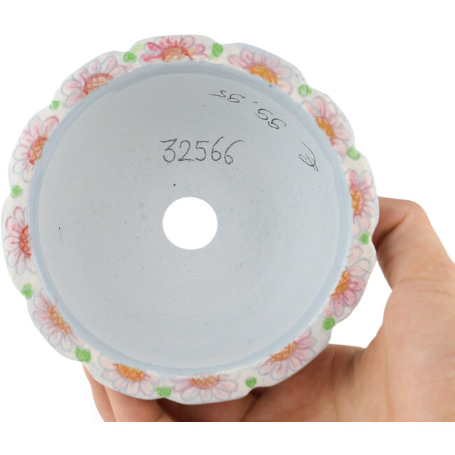 Round multicolor bonsai pot by Kei Setsu - 114 x 114 x 45 mm