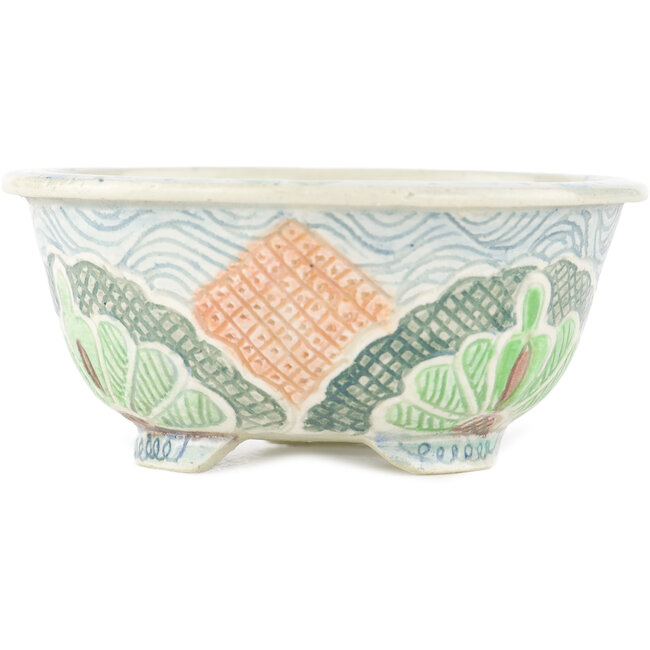 Vaso bonsai rotondo multicolore di Kei Setsu - 98 x 98 x 45 mm