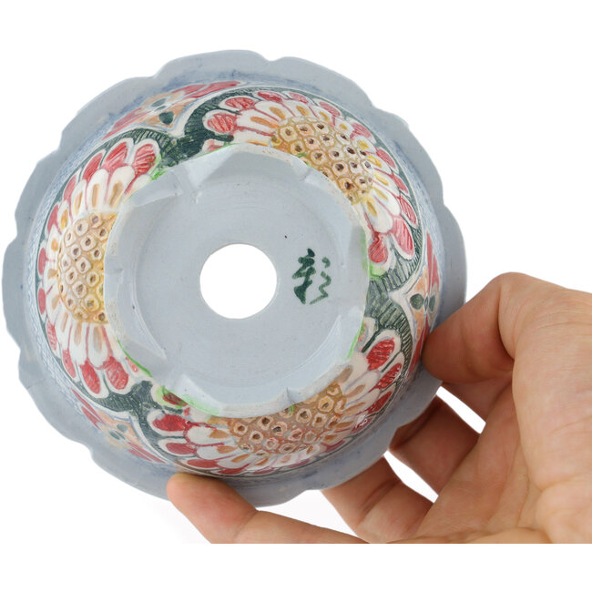 Pot à bonsaï rond multicolore par Kei Setsu - 114 x 114 x 45 mm