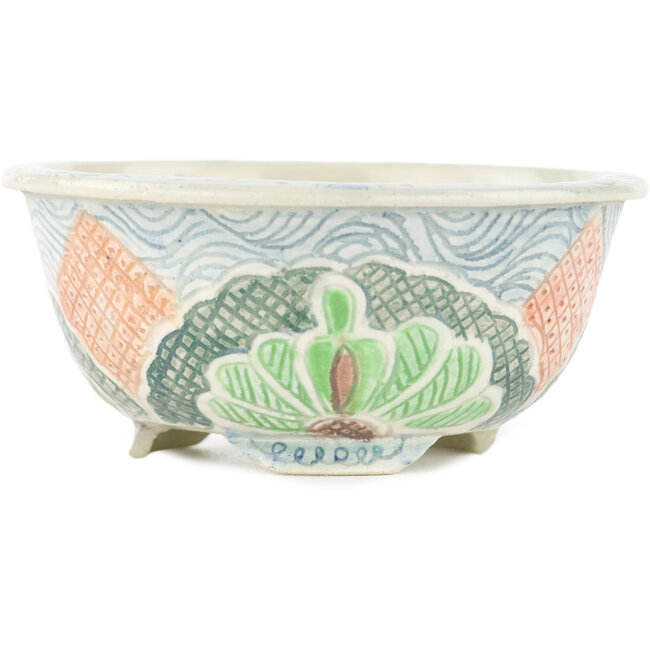 Vaso bonsai rotondo multicolore di Kei Setsu - 98 x 98 x 45 mm