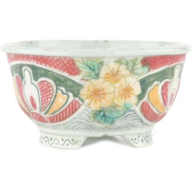 Pot à bonsaï rond multicolore par Kei Setsu - 95 x 95 x 50 mm