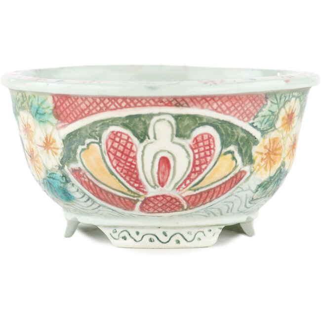 Pot à bonsaï rond multicolore par Kei Setsu - 95 x 95 x 50 mm