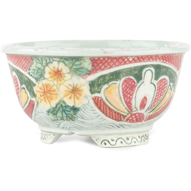 Pot à bonsaï rond multicolore par Kei Setsu - 95 x 95 x 50 mm