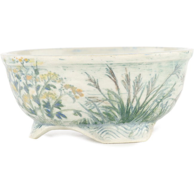 Pot à bonsaï rond multicolore par Kei Setsu - 93 x 93 x 40 mm