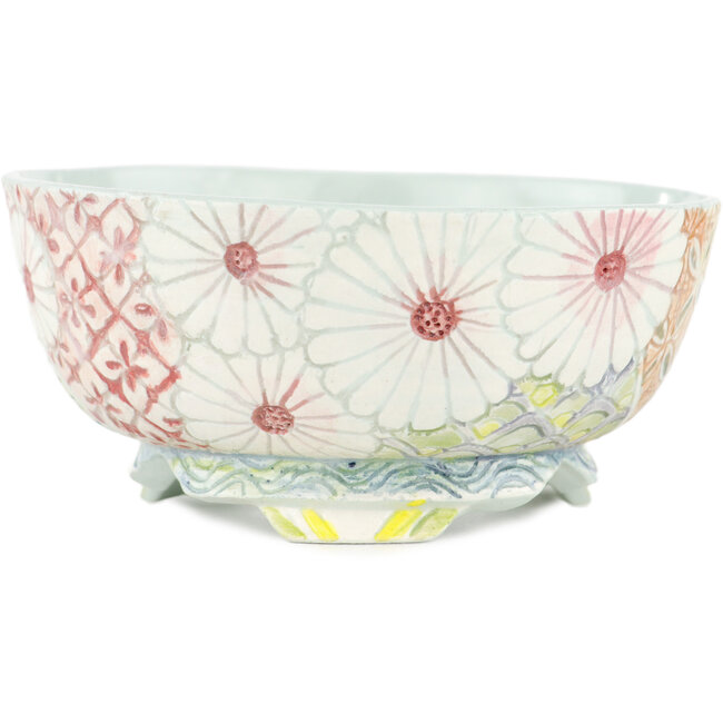 Pot à bonsaï rond multicolore par Kei Setsu - 95 x 95 x 45 mm