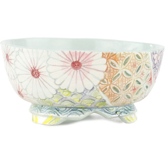 Pot à bonsaï rond multicolore par Kei Setsu - 95 x 95 x 45 mm