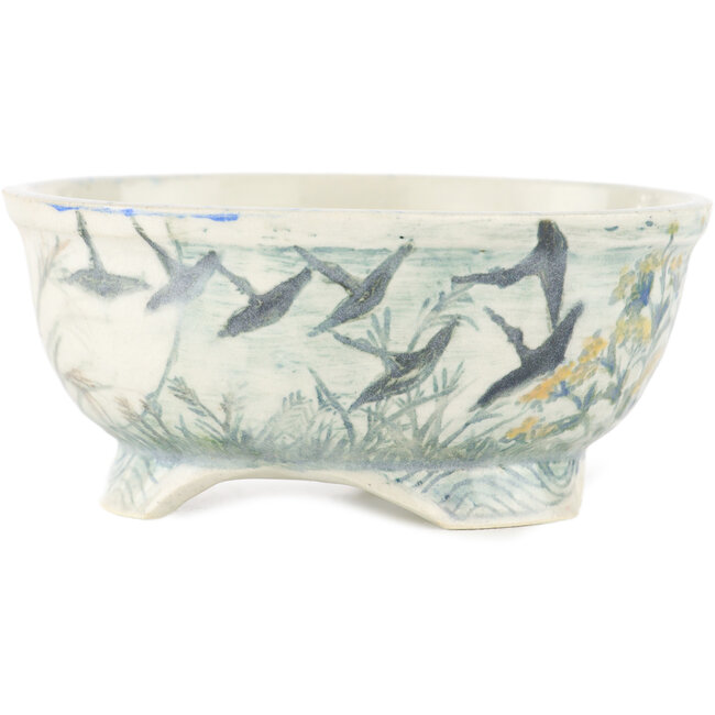 Pot à bonsaï rond multicolore par Kei Setsu - 93 x 93 x 40 mm