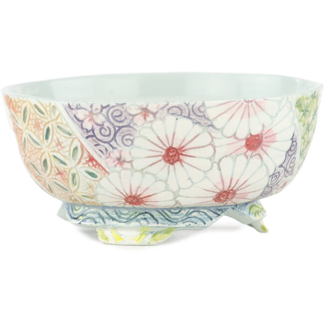 Pot à bonsaï rond multicolore par Kei Setsu - 95 x 95 x 45 mm