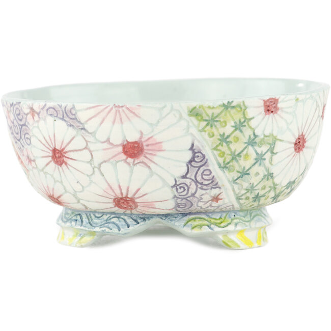 Pot à bonsaï rond multicolore par Kei Setsu - 95 x 95 x 45 mm