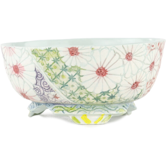 Pot à bonsaï rond multicolore par Kei Setsu - 95 x 95 x 45 mm