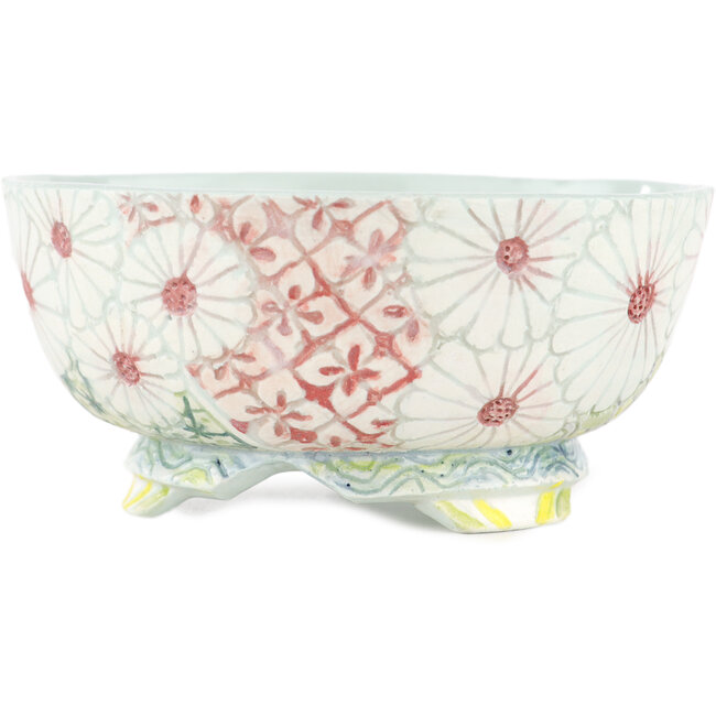 Pot à bonsaï rond multicolore par Kei Setsu - 95 x 95 x 45 mm