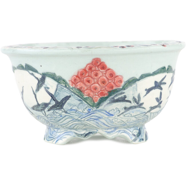 Pot à bonsaï rond multicolore par Kei Setsu - 106 x 106 x 60 mm