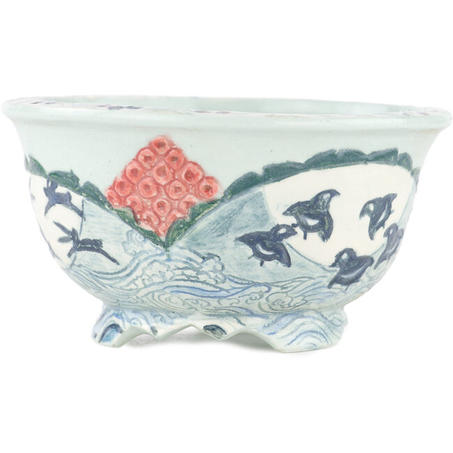 Vaso bonsai rotondo multicolore di Kei Setsu - 106 x 106 x 60 mm