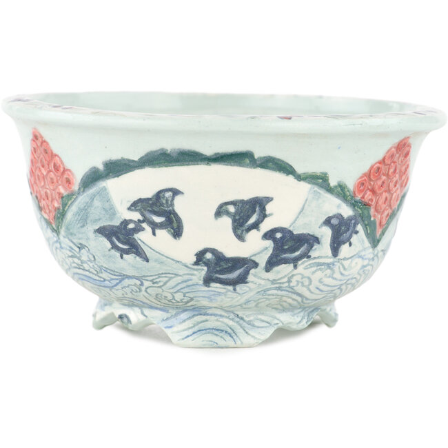 Pot à bonsaï rond multicolore par Kei Setsu - 106 x 106 x 60 mm