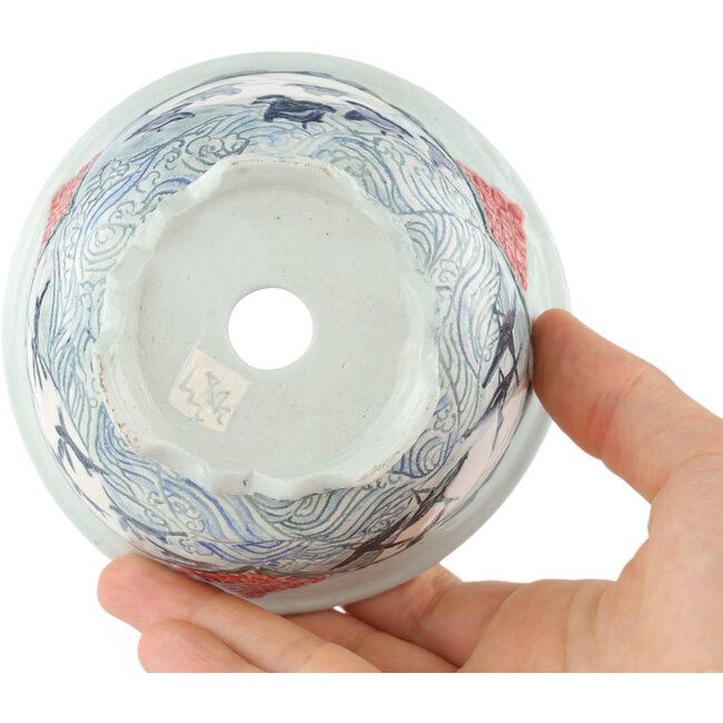 Pot à bonsaï rond multicolore par Kei Setsu - 106 x 106 x 60 mm