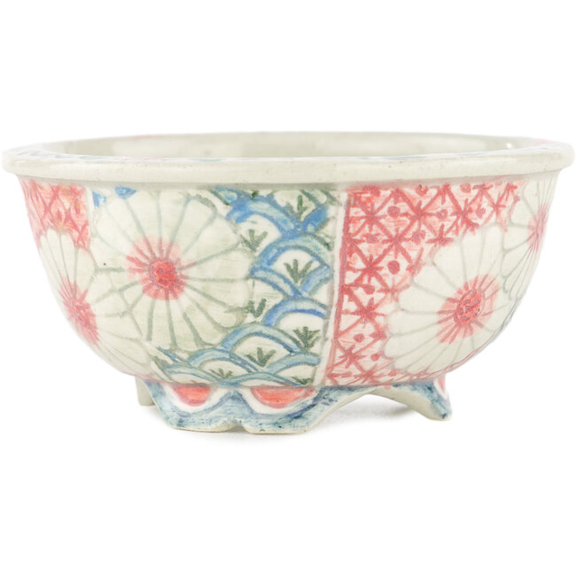 Round multicolor bonsai pot by Kei Setsu - 95 x 95 x 45 mm