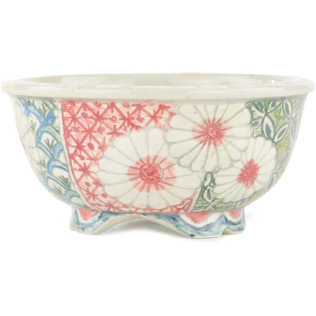 Pot à bonsaï rond multicolore par Kei Setsu - 95 x 95 x 45 mm
