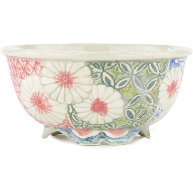 Pot à bonsaï rond multicolore par Kei Setsu - 95 x 95 x 45 mm