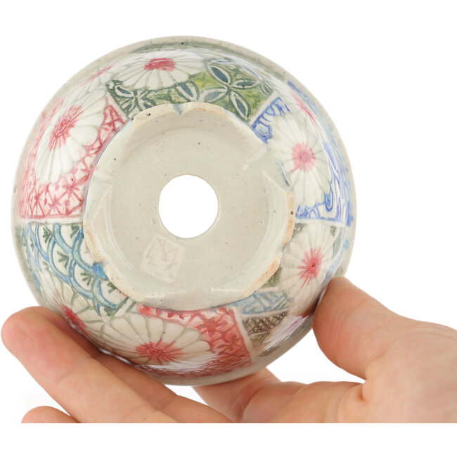 Pot à bonsaï rond multicolore par Kei Setsu - 95 x 95 x 45 mm