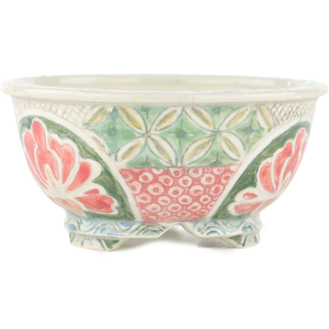 Pot à bonsaï rond multicolore par Kei Setsu - 95 x 95 x 45 mm