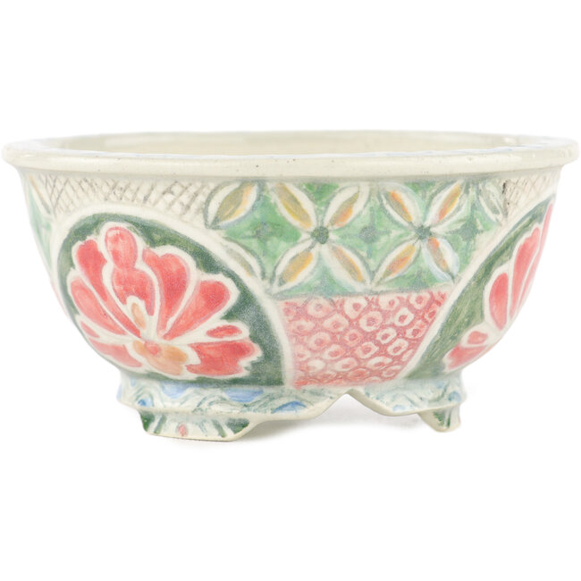 Pot à bonsaï rond multicolore par Kei Setsu - 95 x 95 x 45 mm