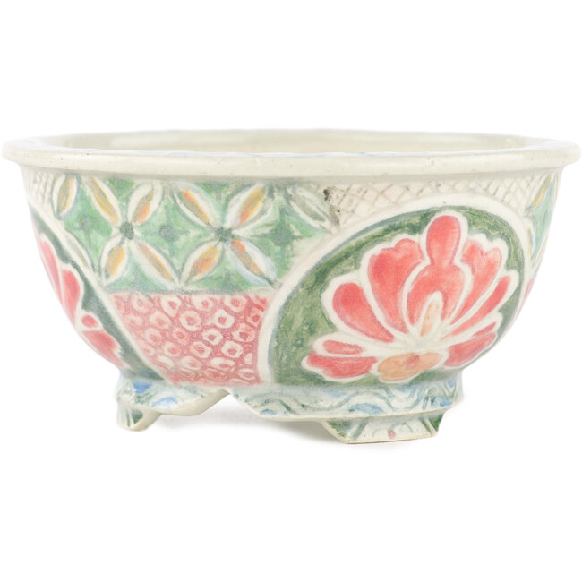 Vaso bonsai rotondo multicolore di Kei Setsu - 95 x 95 x 45 mm