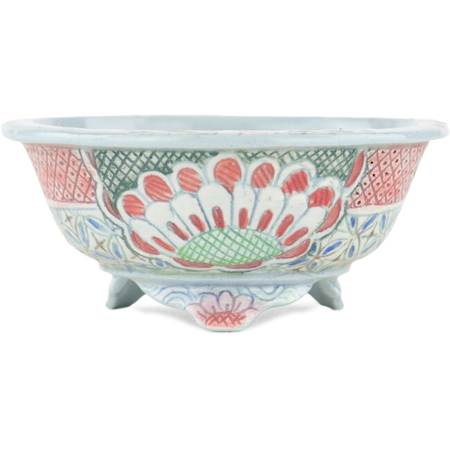 Pot à bonsaï rond multicolore par Kei Setsu - 115 x 115 x 50 mm