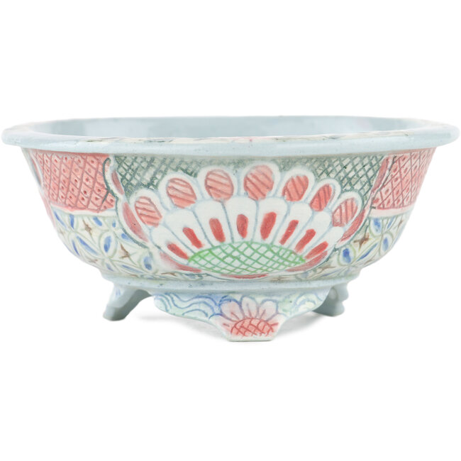 Vaso bonsai rotondo multicolore di Kei Setsu - 115 x 115 x 50 mm