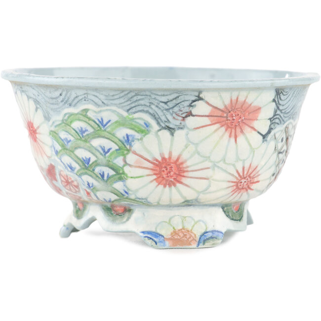 Pot à bonsaï rond multicolore par Kei Setsu - 106 x 106 x 55 mm