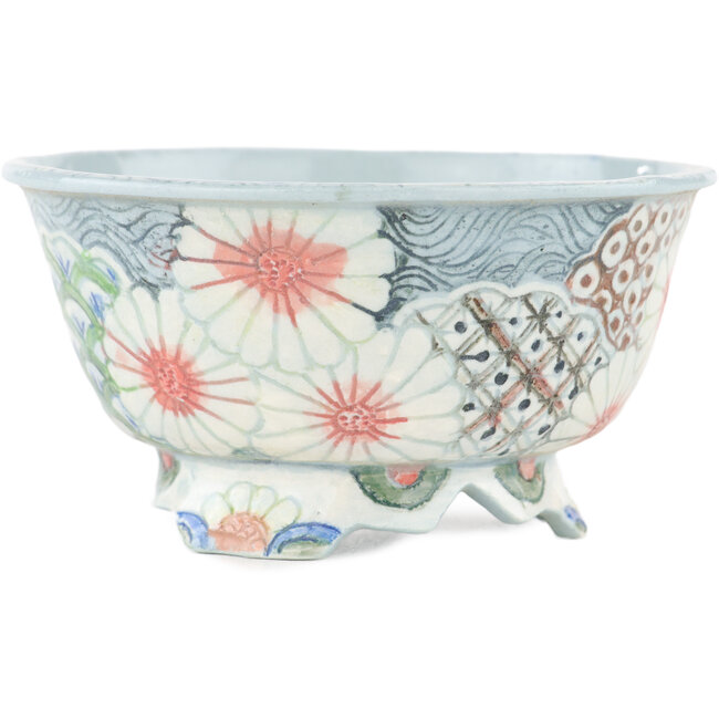 Pot à bonsaï rond multicolore par Kei Setsu - 106 x 106 x 55 mm