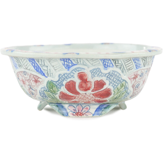 Pot à bonsaï rond multicolore par Kei Setsu - 106 x 106 x 45 mm