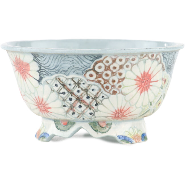 Pot à bonsaï rond multicolore par Kei Setsu - 106 x 106 x 55 mm