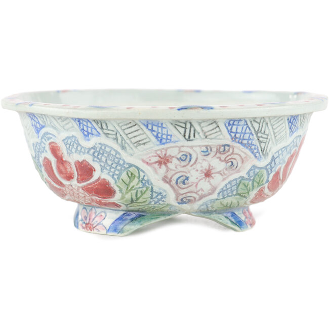 Vaso bonsai rotondo multicolore di Kei Setsu - 106 x 106 x 45 mm