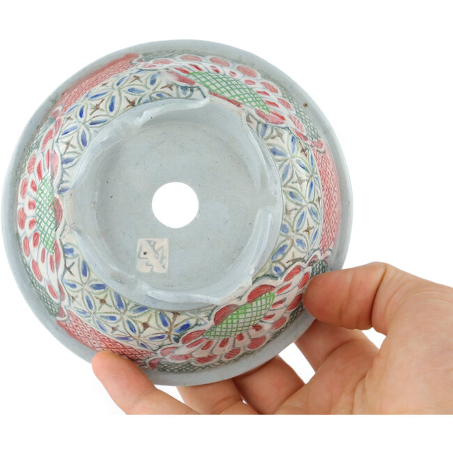 Pot à bonsaï rond multicolore par Kei Setsu - 115 x 115 x 50 mm