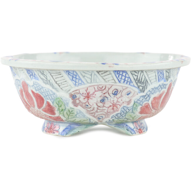 Round multicolor bonsai pot by Kei Setsu - 106 x 106 x 45 mm