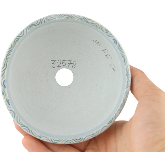 Round multicolor bonsai pot by Kei Setsu - 106 x 106 x 55 mm