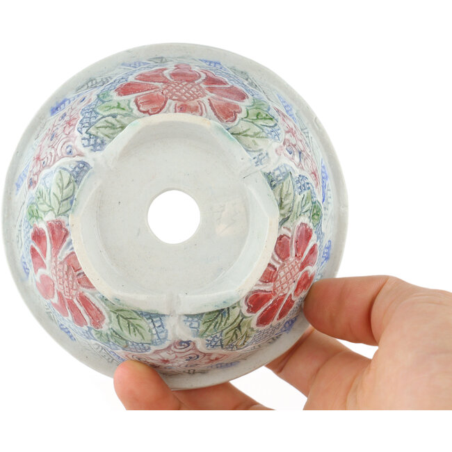 Pot à bonsaï rond multicolore par Kei Setsu - 106 x 106 x 45 mm