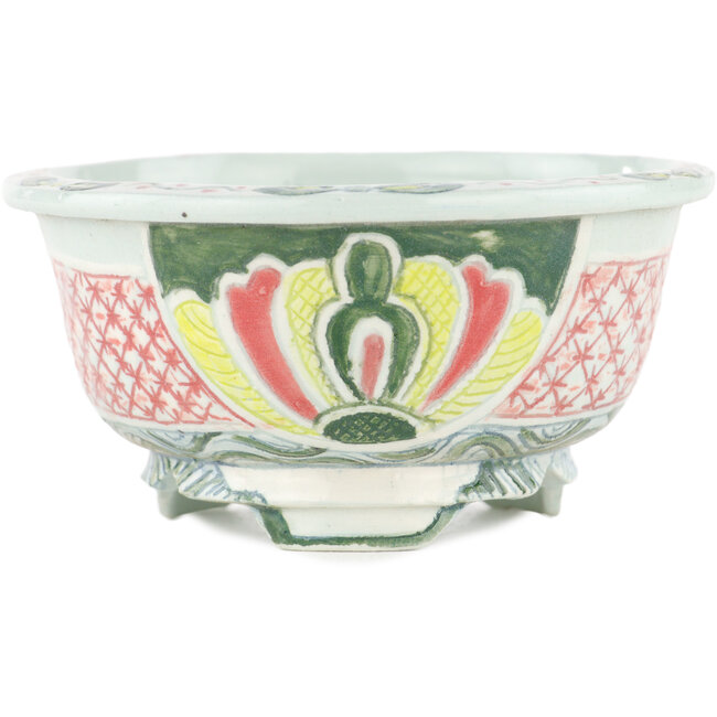 Pot à bonsaï rond multicolore par Kei Setsu - 105 x 105 x 55 mm