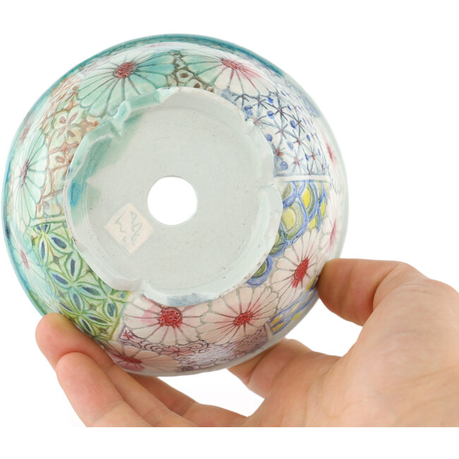 Maceta redonda para bonsái multicolor de Kei Setsu - 105 x 105 x 50 mm