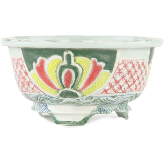 Pot à bonsaï rond multicolore par Kei Setsu - 105 x 105 x 55 mm