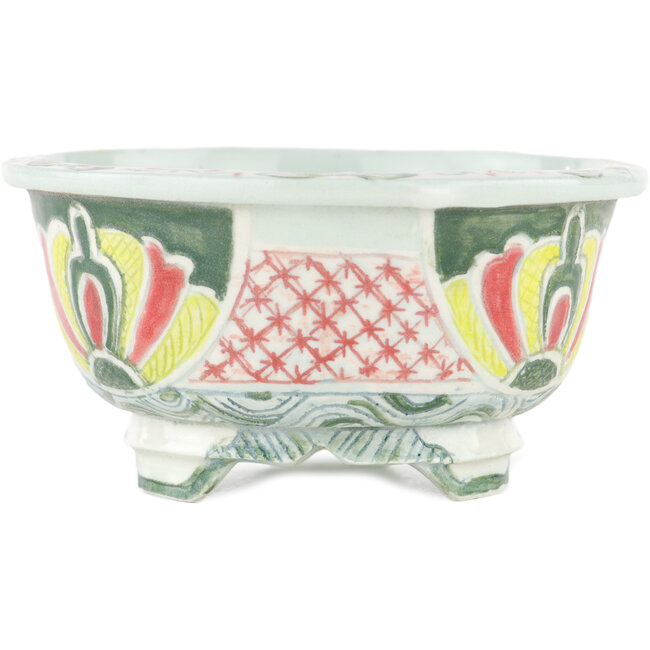 Pot à bonsaï rond multicolore par Kei Setsu - 105 x 105 x 55 mm