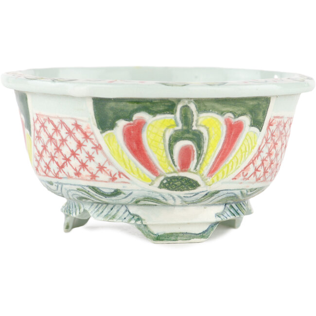 Pot à bonsaï rond multicolore par Kei Setsu - 105 x 105 x 55 mm