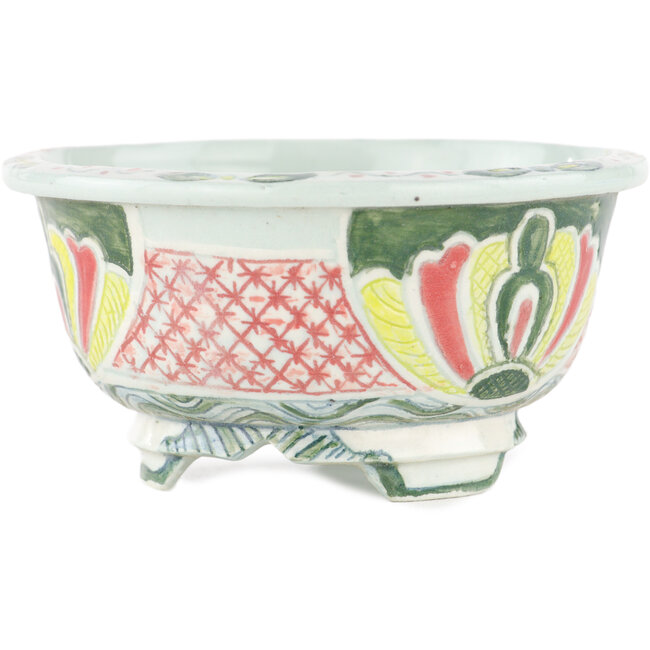 Vaso bonsai rotondo multicolore di Kei Setsu - 105 x 105 x 55 mm