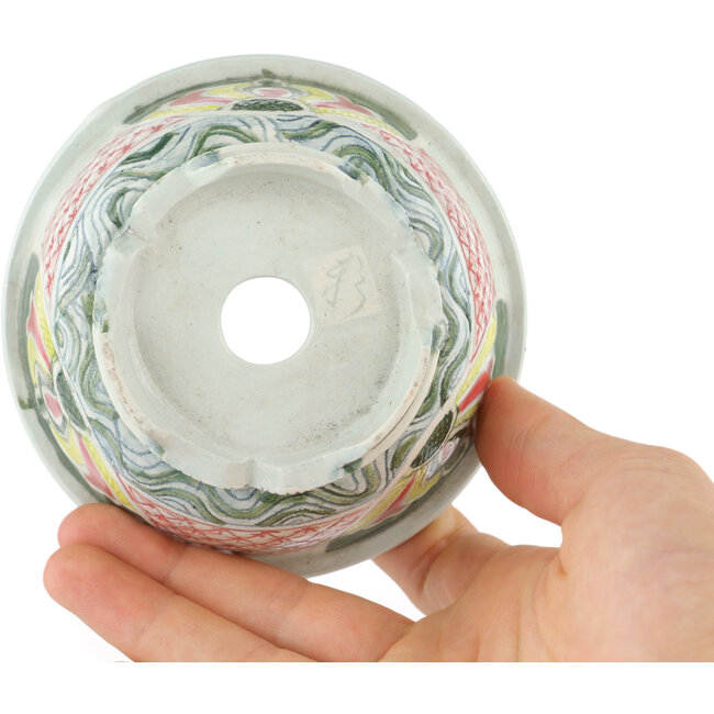Pot à bonsaï rond multicolore par Kei Setsu - 105 x 105 x 55 mm